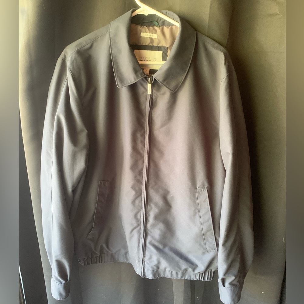 Perry Ellis Portfolio Bomber Jacket In Dark Blue Size… - Gem
